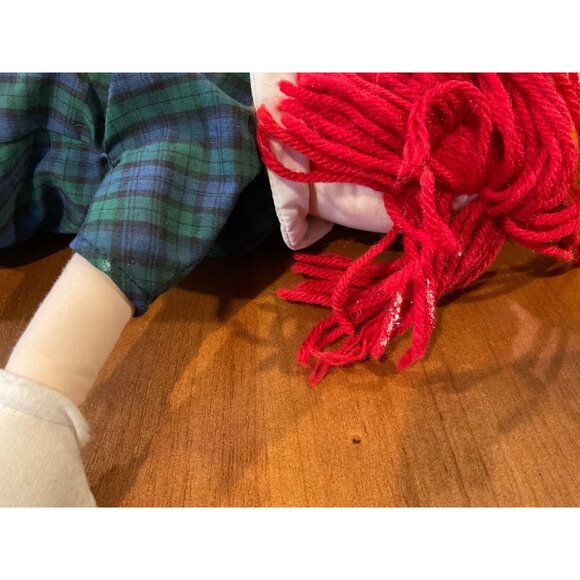 1990 Eden 20" Madeline Cloth Doll, Green Plaid Dress, Yellow Hat, Appendix Scar - Picture 7 of 7